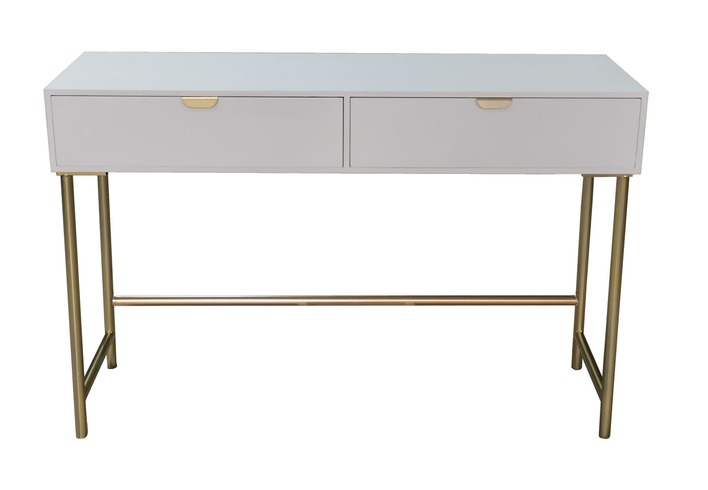 120CM White Wooden 2 Drawer Side Table
