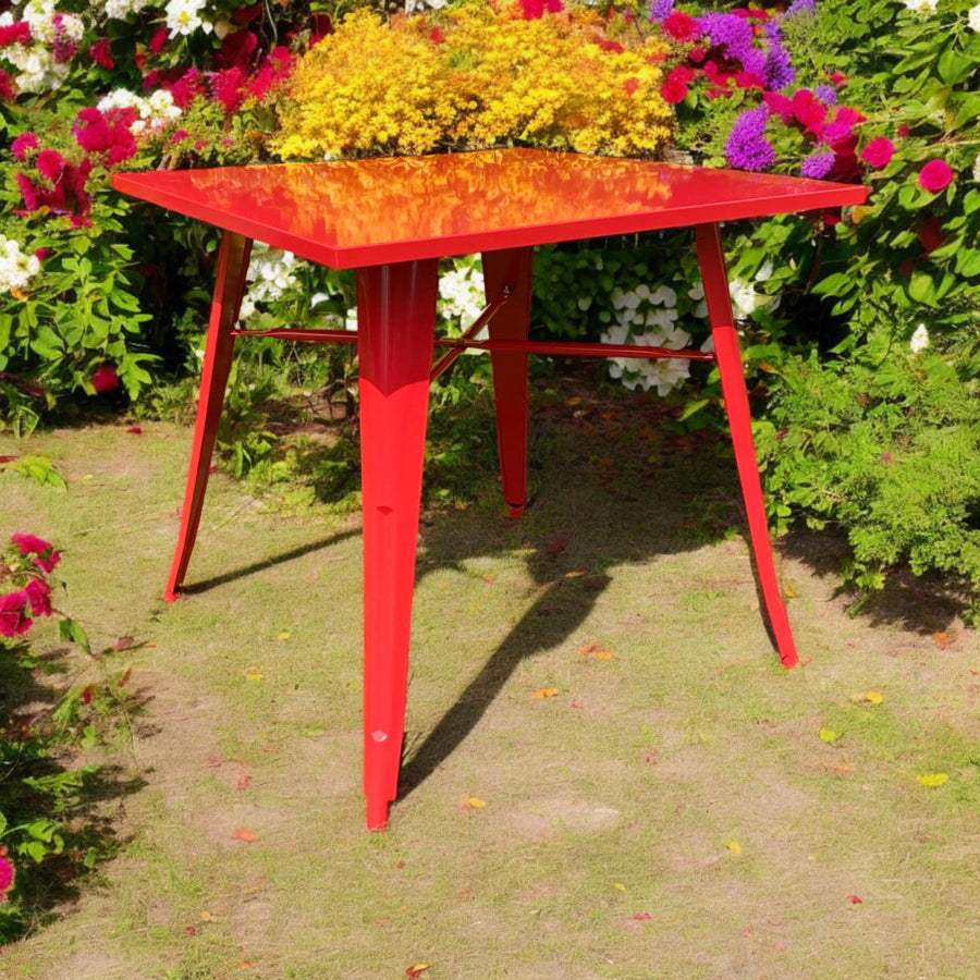 80 x 80 x 76 cm Red Metal Table