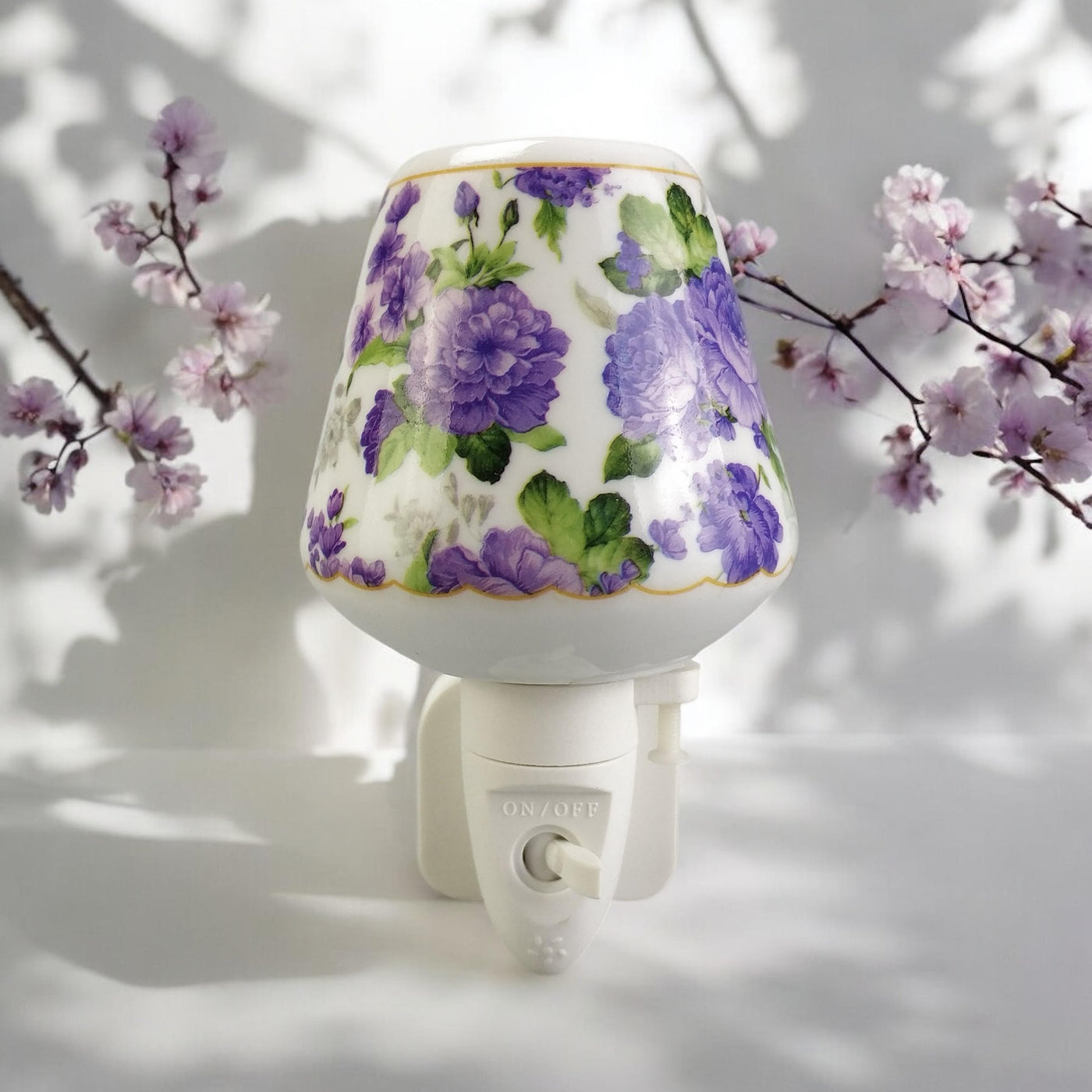8 Inch Floral LED Nightlight Purple Flowers