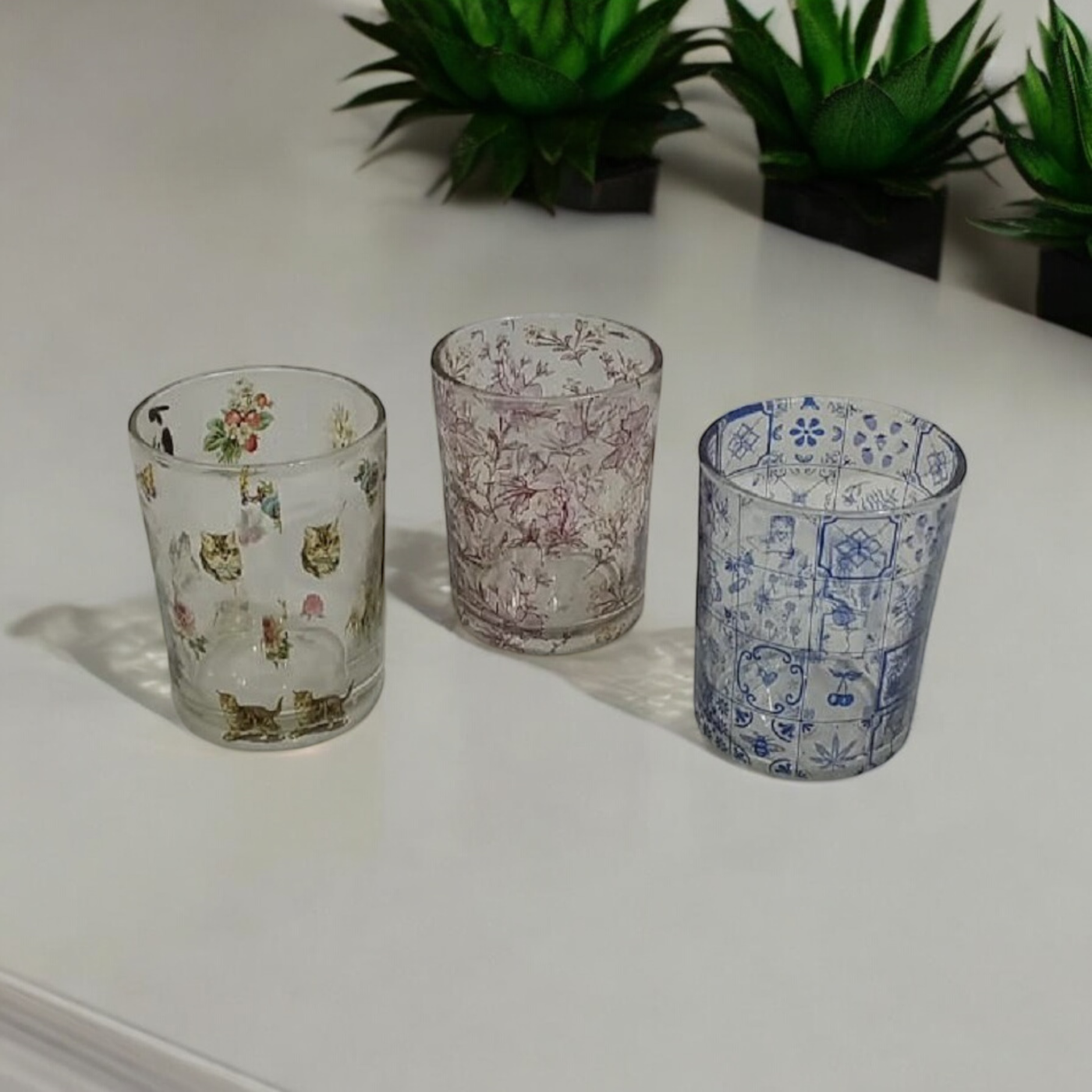 10cm Glass Votive Holder Set of 3