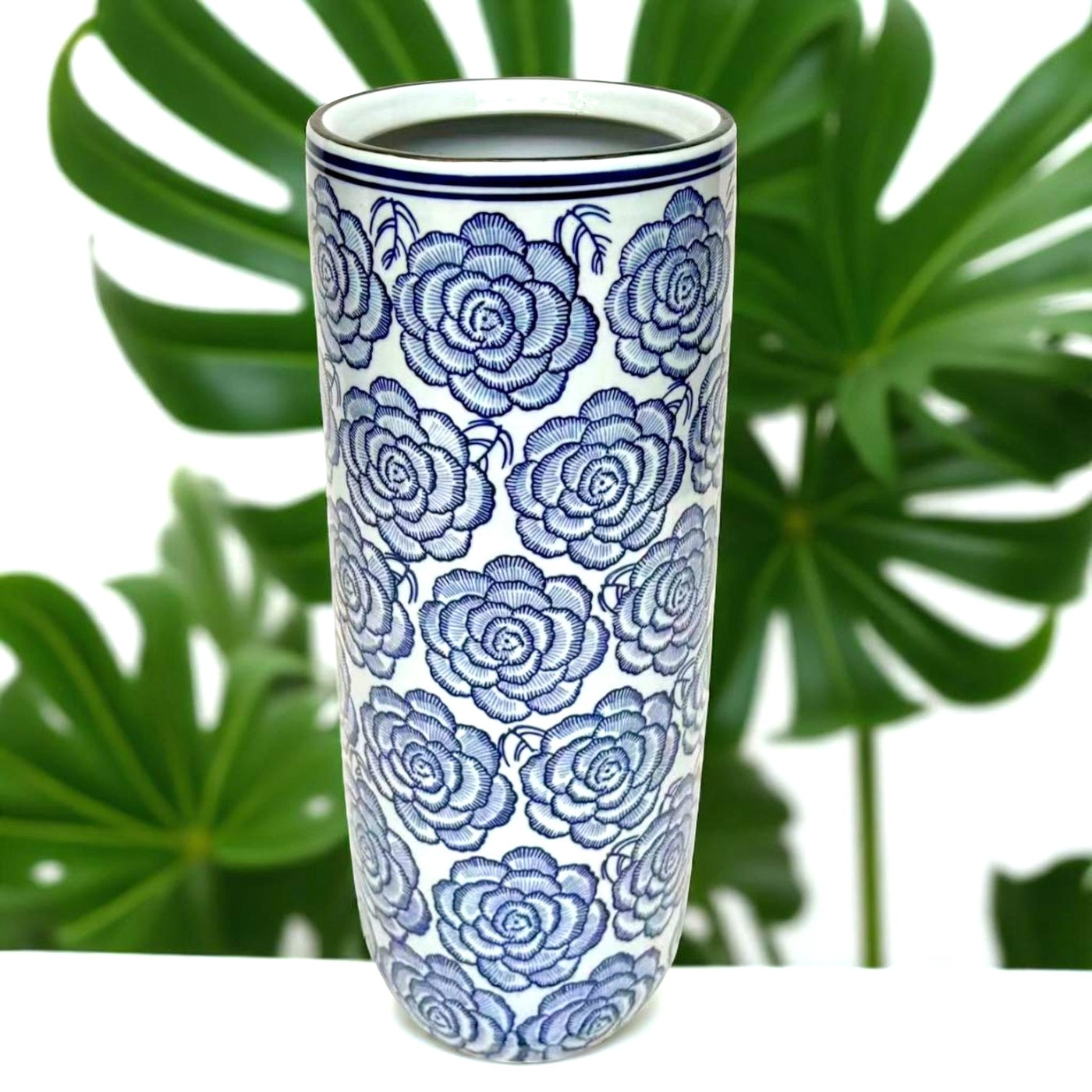 18" UMBRELLA STAND - Blue Flowers