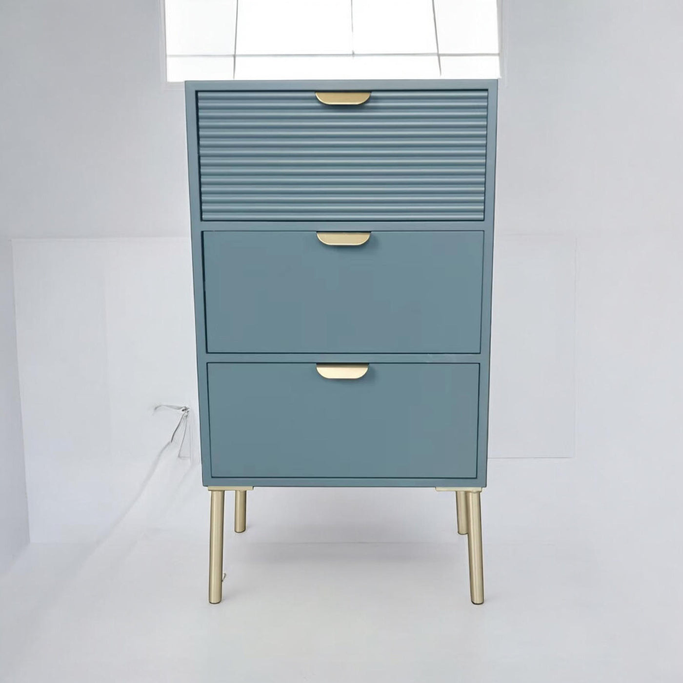 75CM Blue Wooden 3 Drawer Chest of Drawers