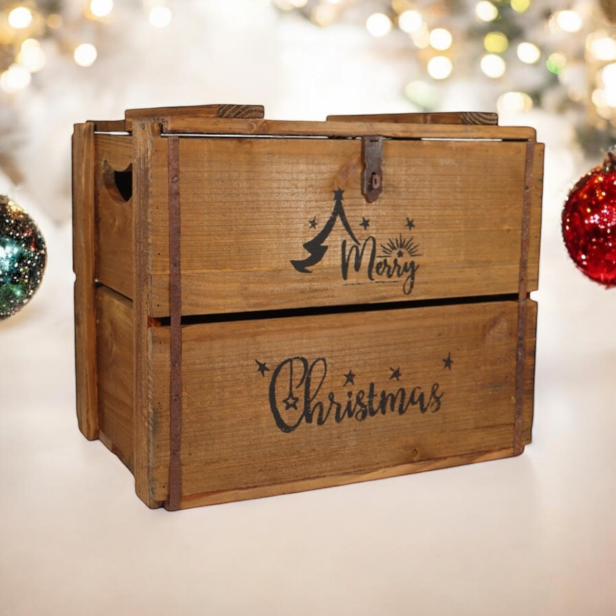 42CM Wooden Merry Christmas Box