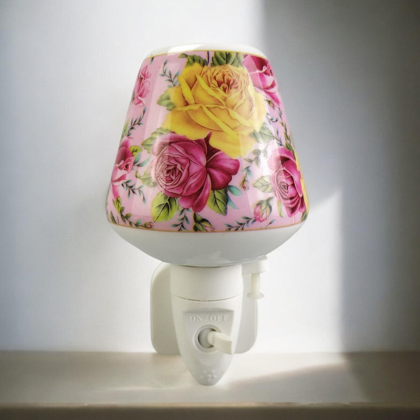8 Inch Floral LED Nightlight Yellow and Pink Rose