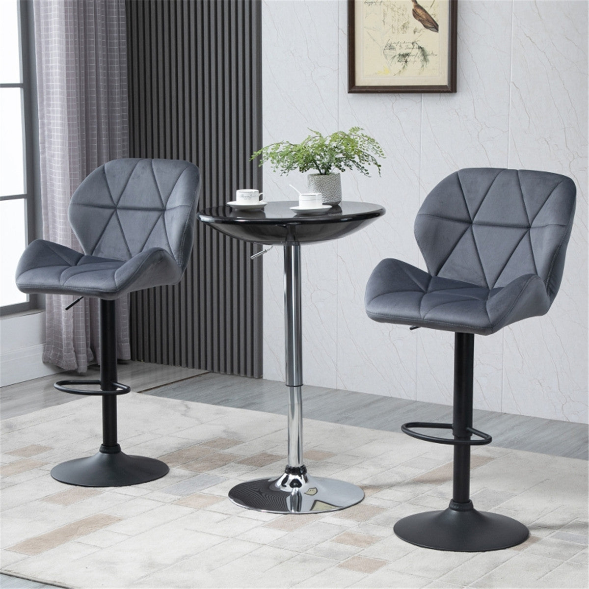 Set of 2 Adjustable Swivel Bar Stools