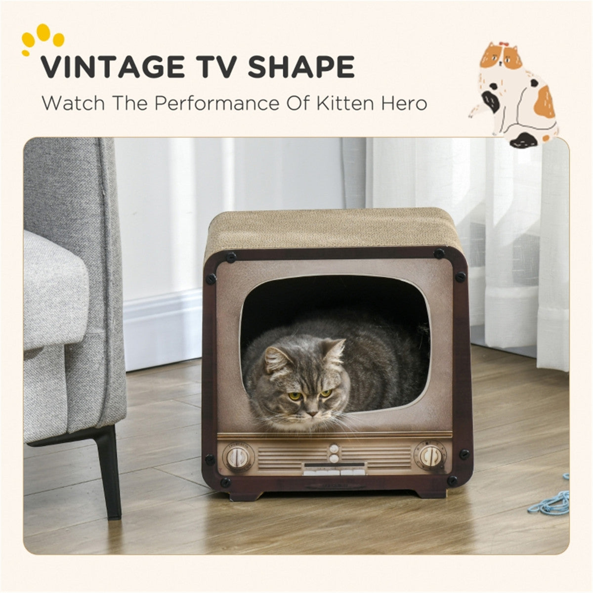 Vintage TV Cat House and Scratching Post