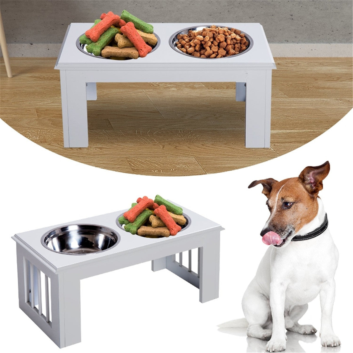 PawHut Dog Bowls / Pet Feeding Storage