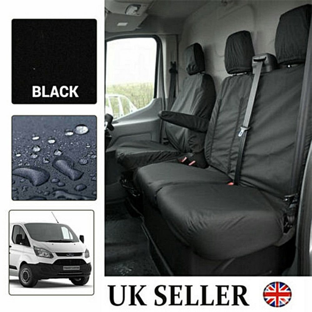 Black Waterproof Van Seat Covers 2+1 for Ford Transit 2006-2013