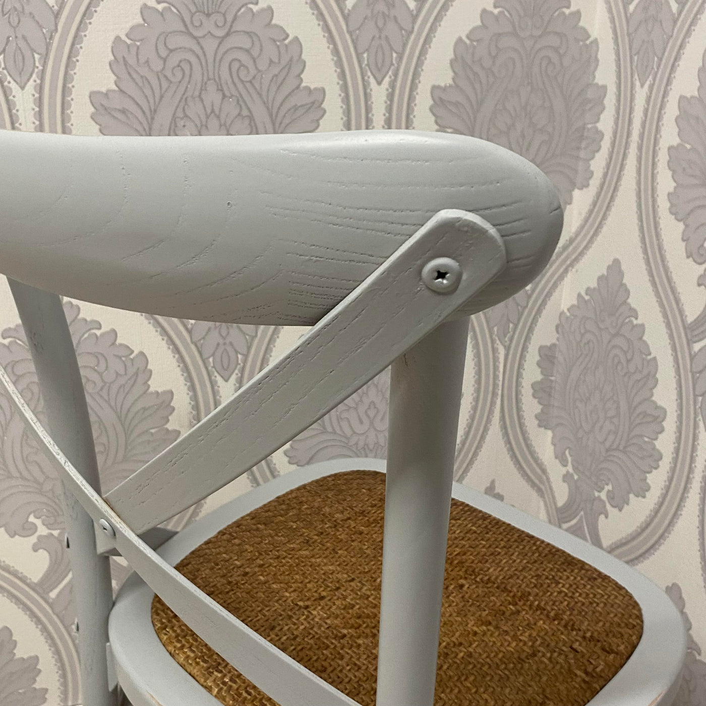 Grey French Cross Back Chair L46 x W49 x H88 cm
