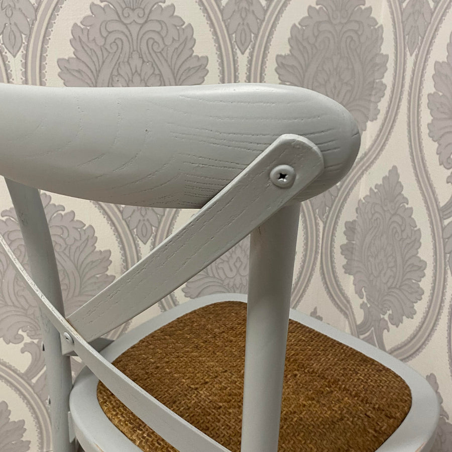 Grey French Cross Back Chair L46 x W49 x H88 cm