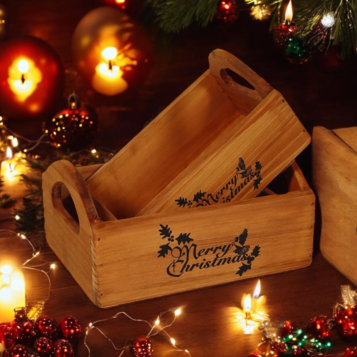 SET 2 WOODEN CRATES