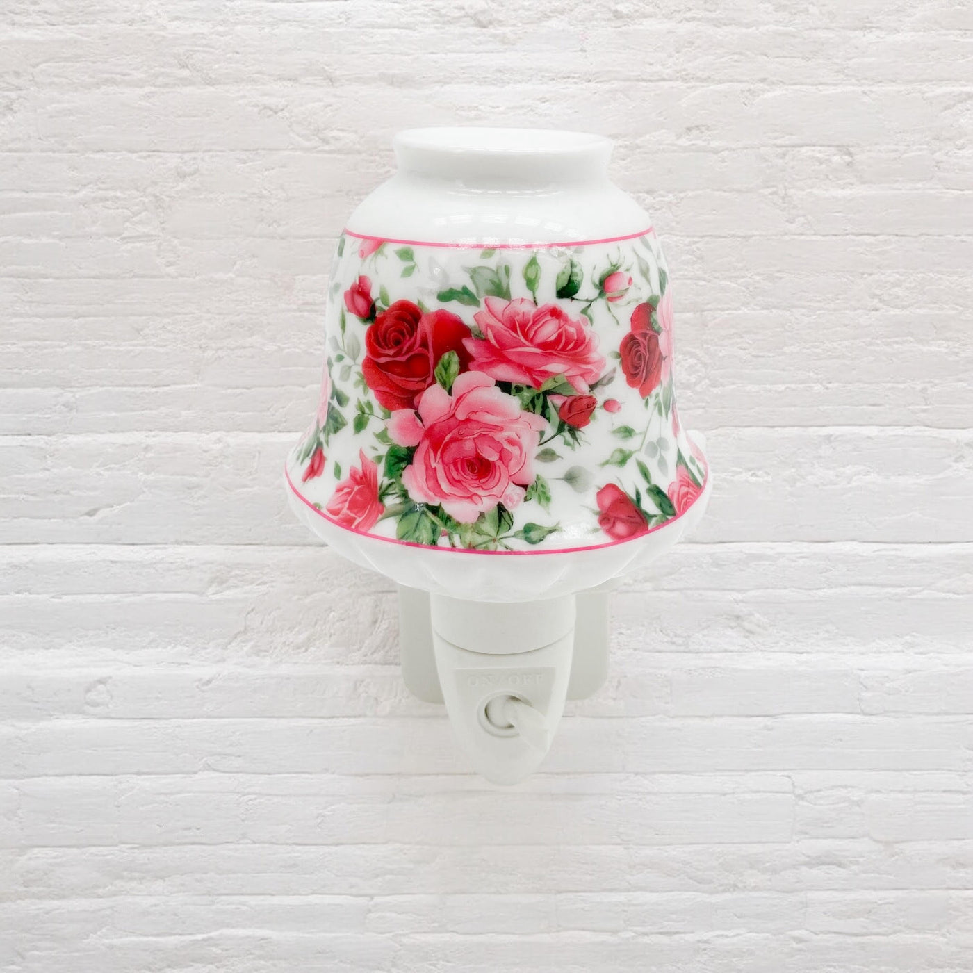 8 Inch Floral LED Nightlight, Red and Pink Traditional Design