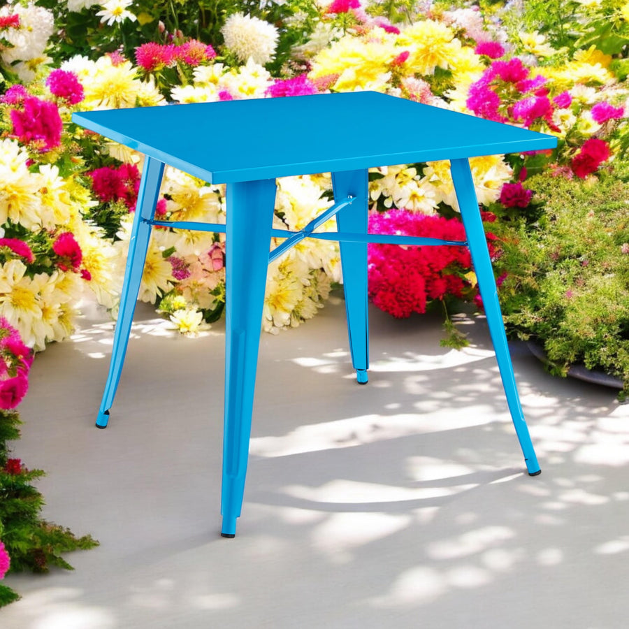 80 x 80 x 76 cm Blue Metal Table
