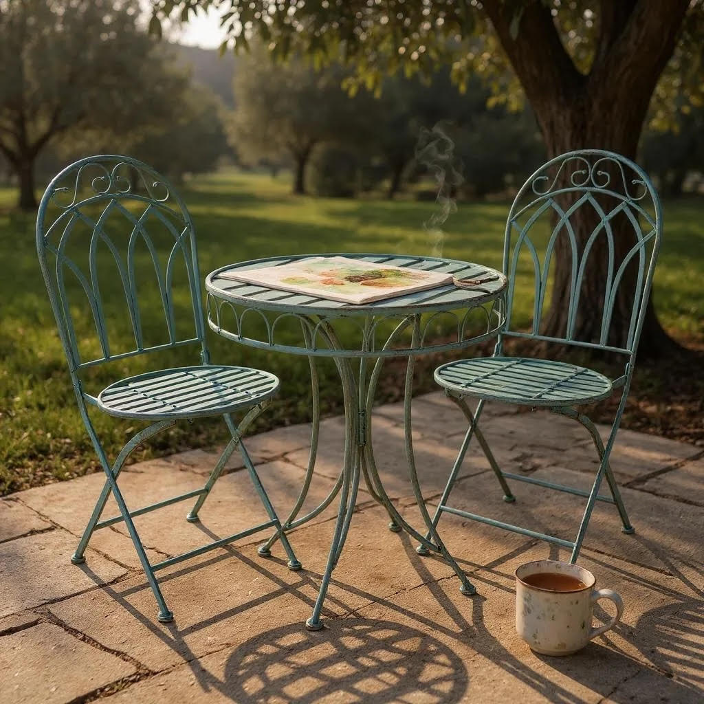 Metal Bistro Set Table and 2 Chairs