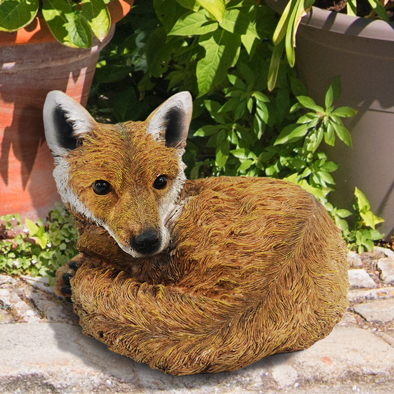 Curled Up Fox Garden Decoration