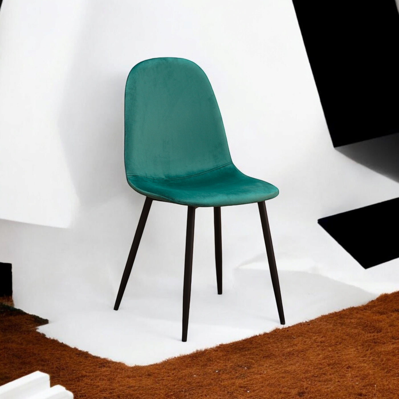 Green Fabric Chair with Black Metal Legs