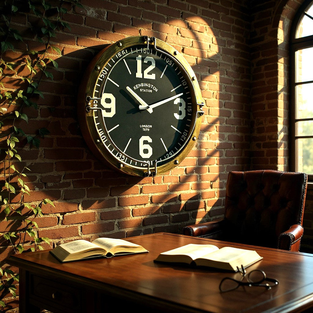 40CM Wall Clock - Black Clock Face