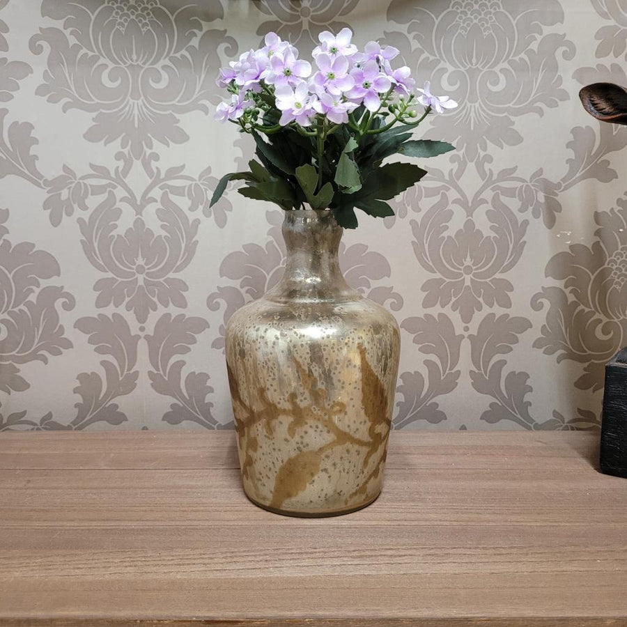 9" Antique Silver Glass Decorative Vase — Shiny, Classy, Slightly Dramatic