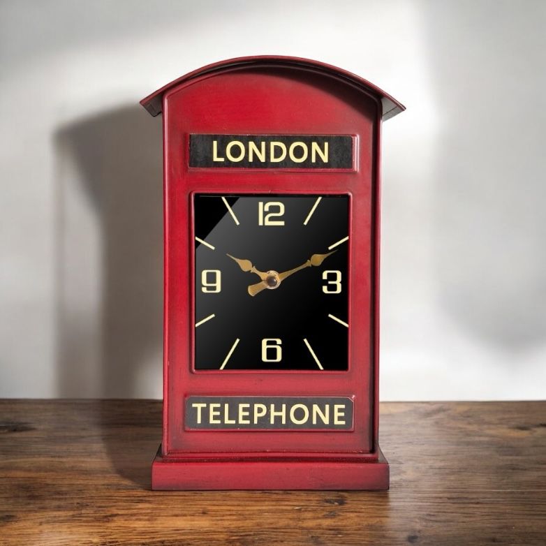 30CM Table Clock Telephone Box