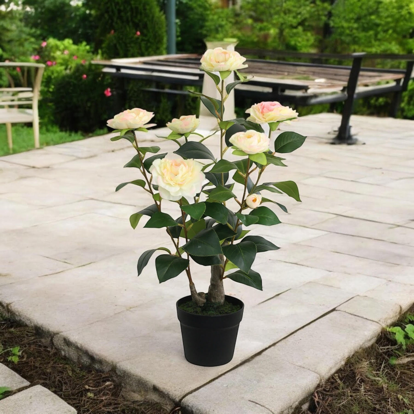 58CM Artificial Camellia Plant