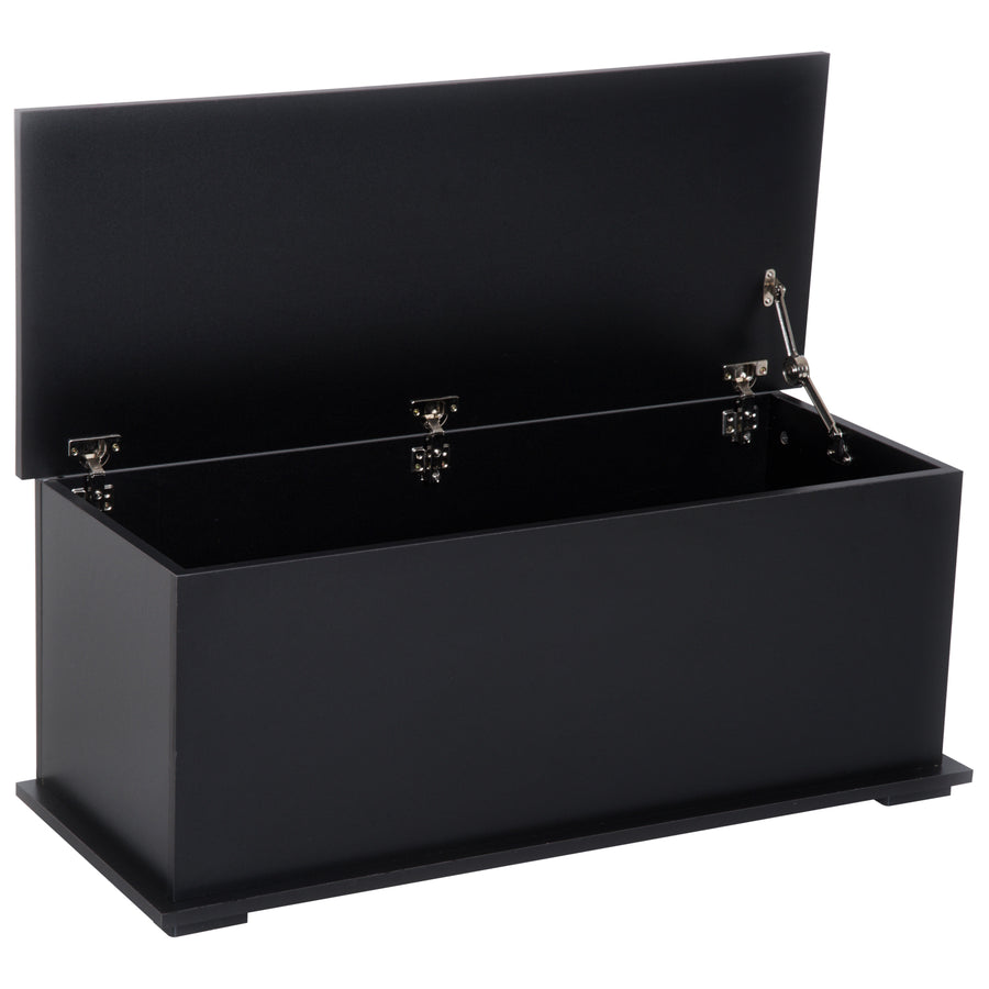 HOMCOM Ottoman Storage Box Chest Cabinet with Lid, Chipboard, Black