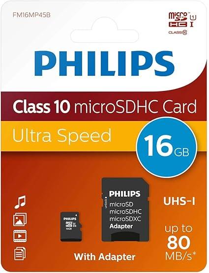 Philips Micro SDXC Card 16 GB Class 10 UHS-I U1 with Adaptor