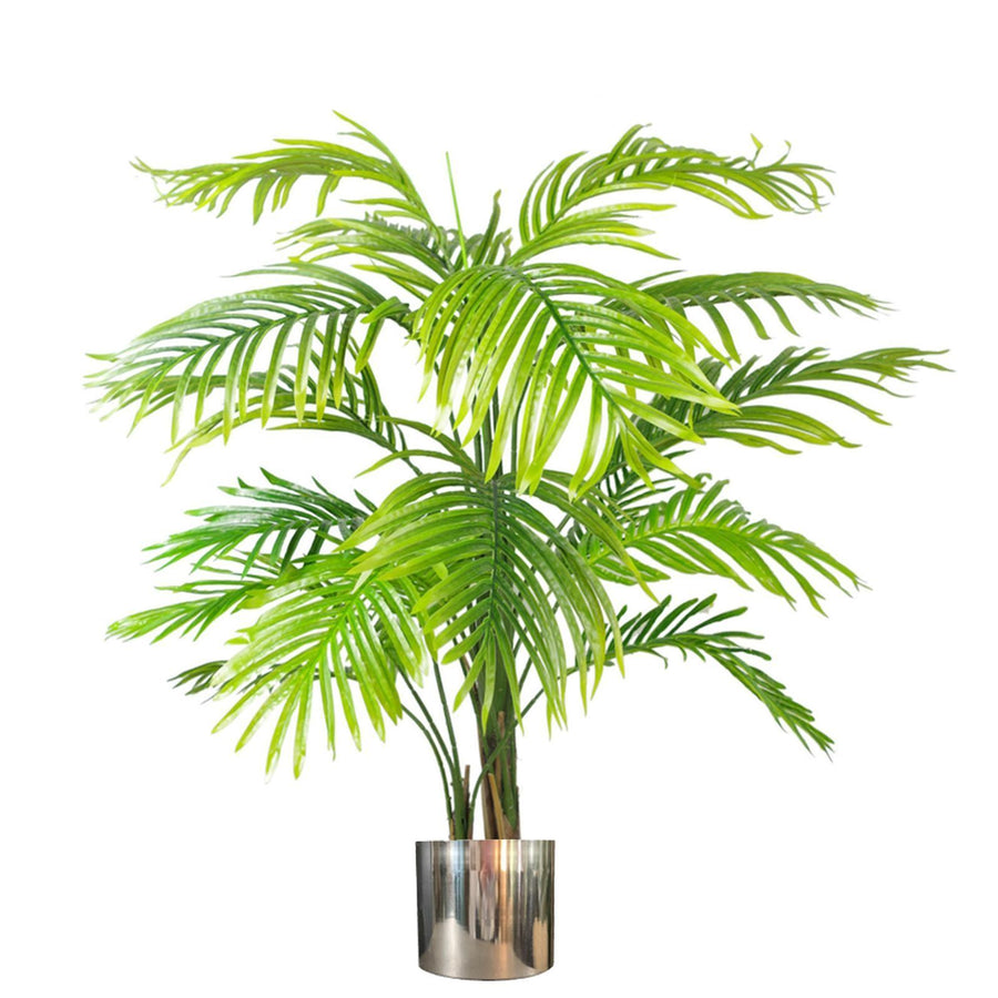 130cm Artificial Areca Palm Tree with Silver Metal Planter