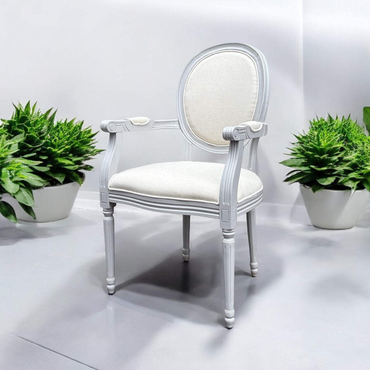 94CM Linen Fabric Louis Chair