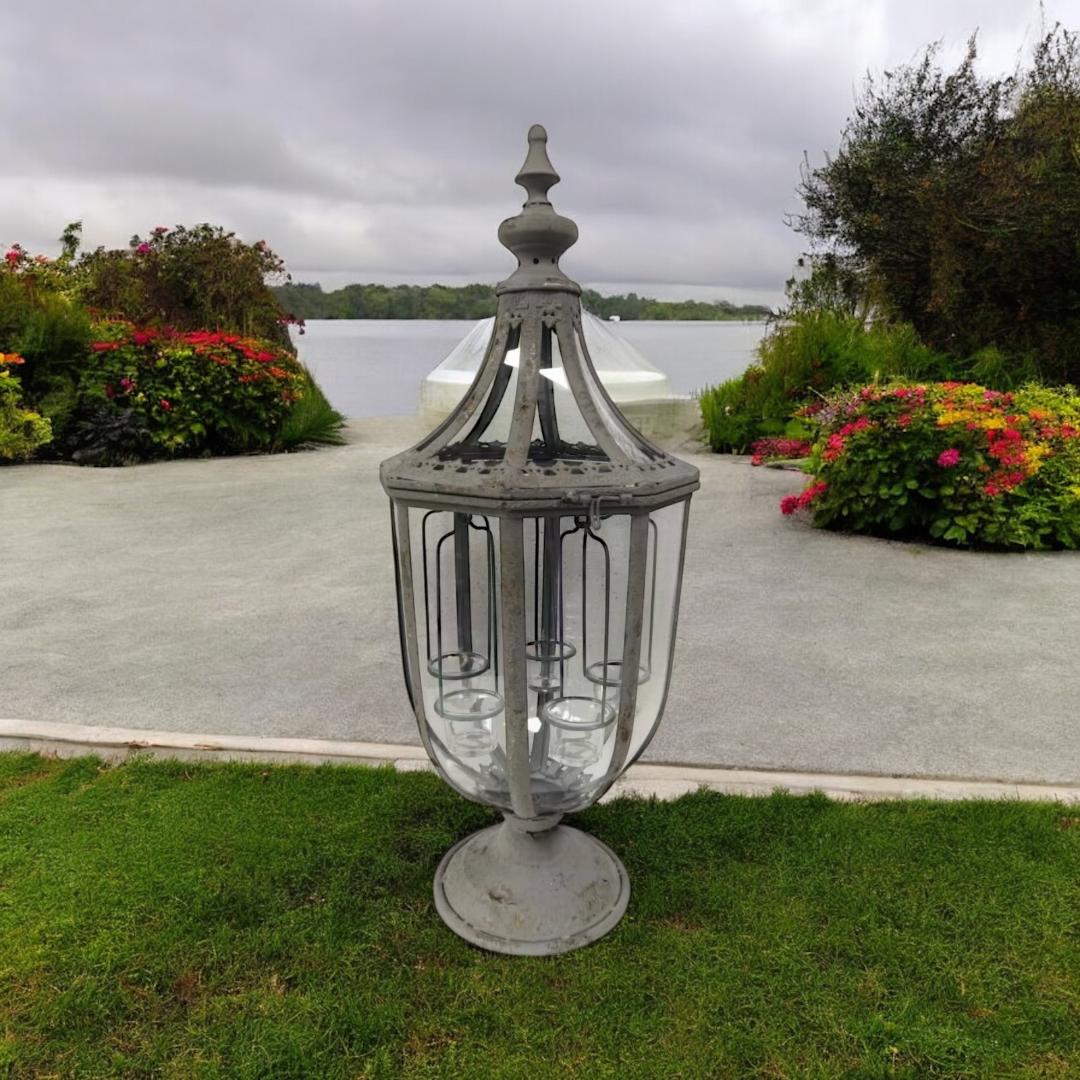 77CM Grey Metal Garden Lantern with Tealight