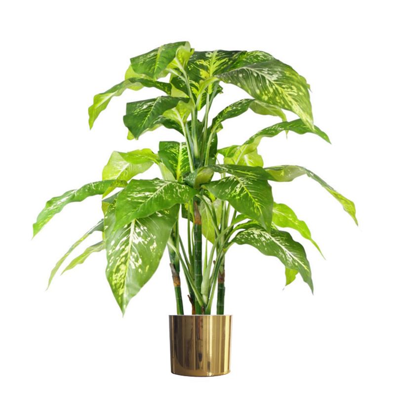 100cm Fox's Aglaonema Artificial Plant with Gold Metal Planter