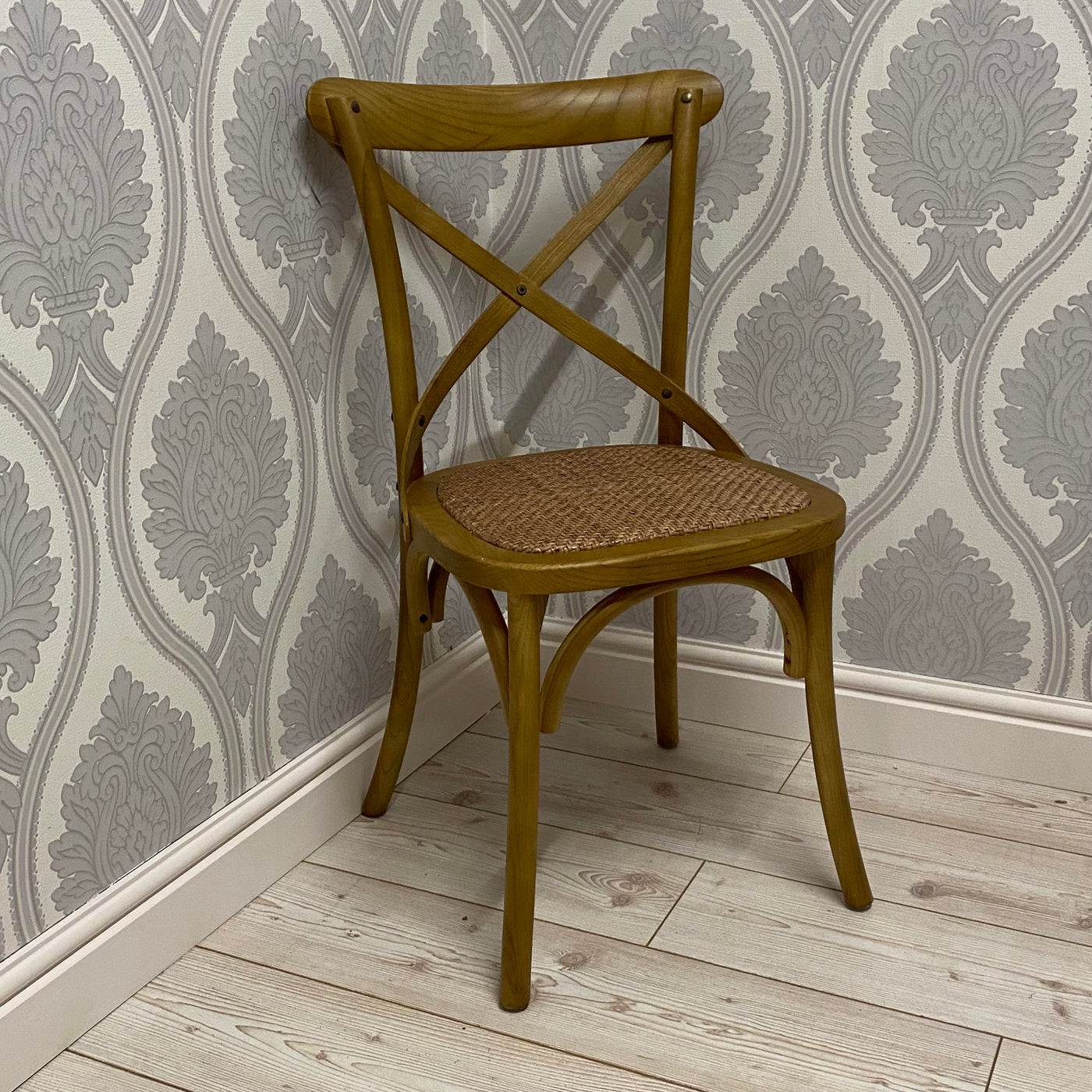 Natural French Cross Back Chair L46 x W49 x H88 cm