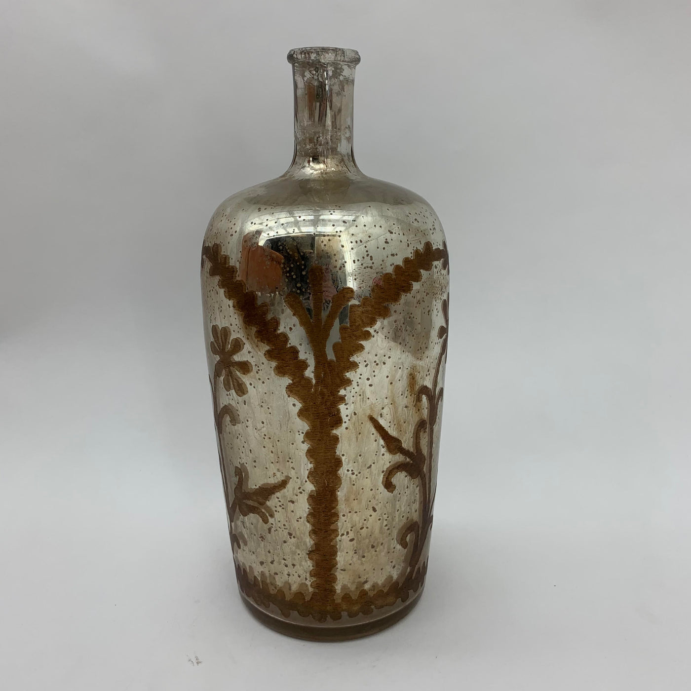15" Antique Silver Glass Decorative Vase — Sparkly, Stylish, No Fuss