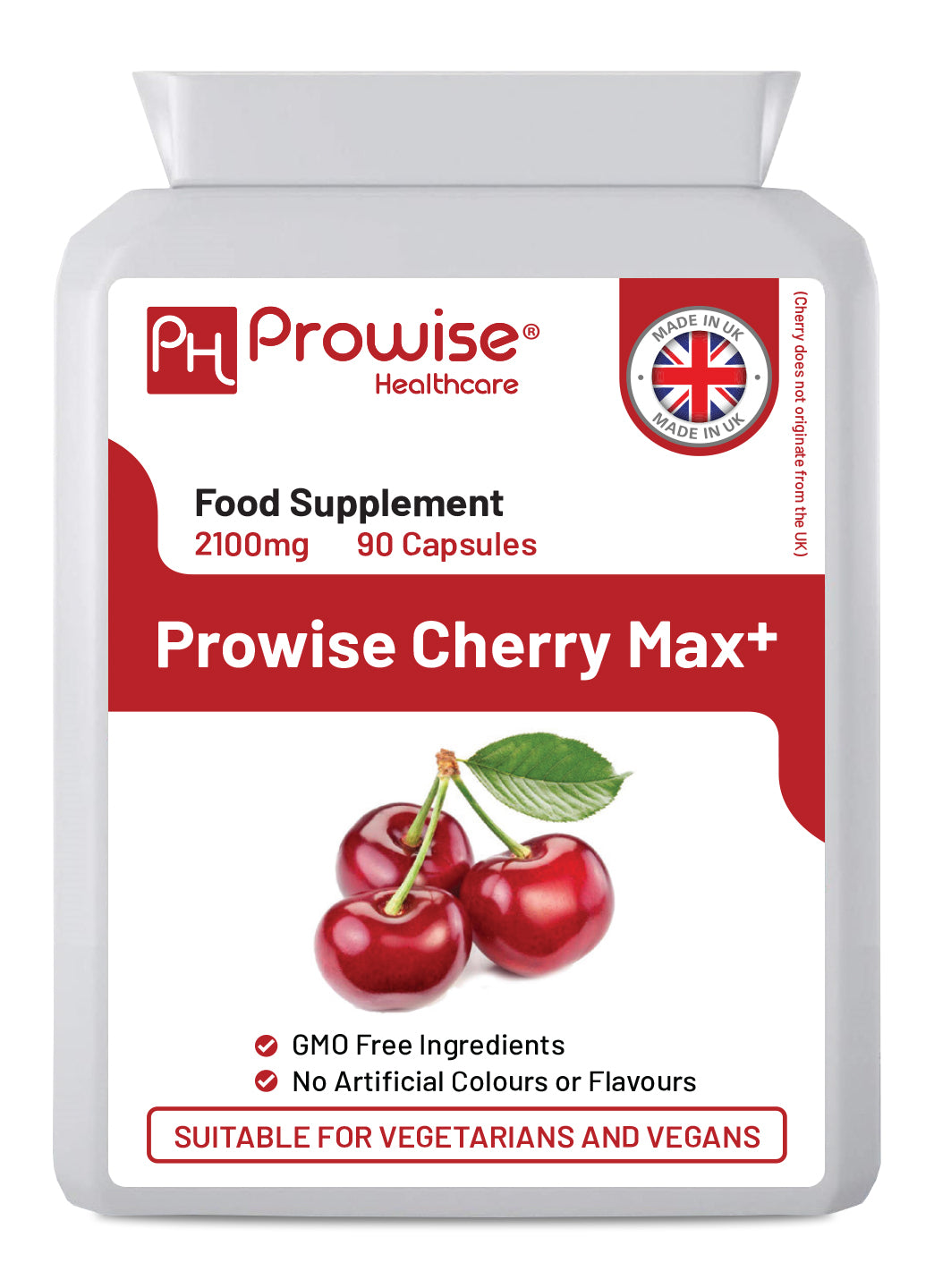 Cherry Max+ 2100mg Montmorency Cherry with Black Cherry 90 Vegan Capsules