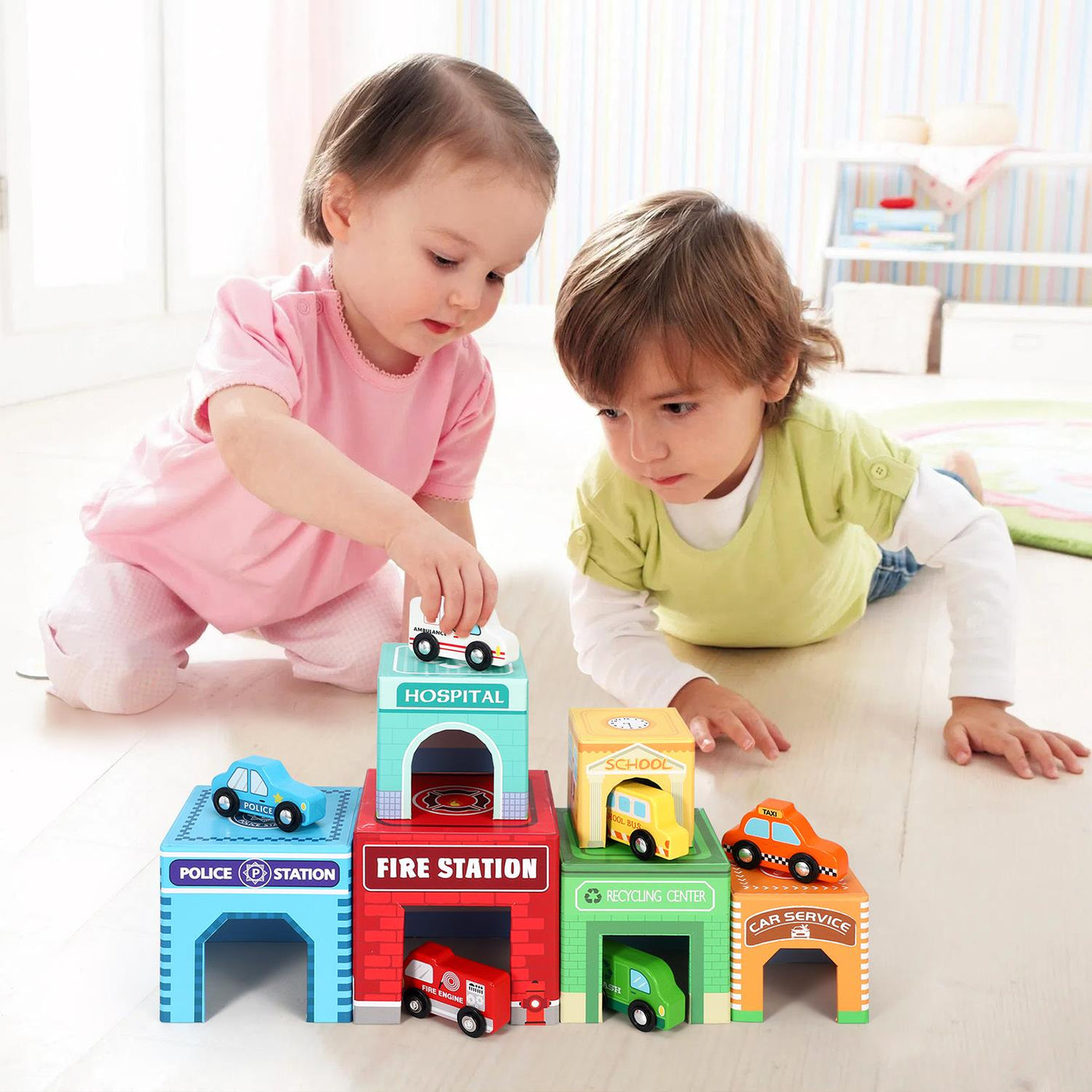 SOKA Stacking Cube with 6 Vehicles 0000464