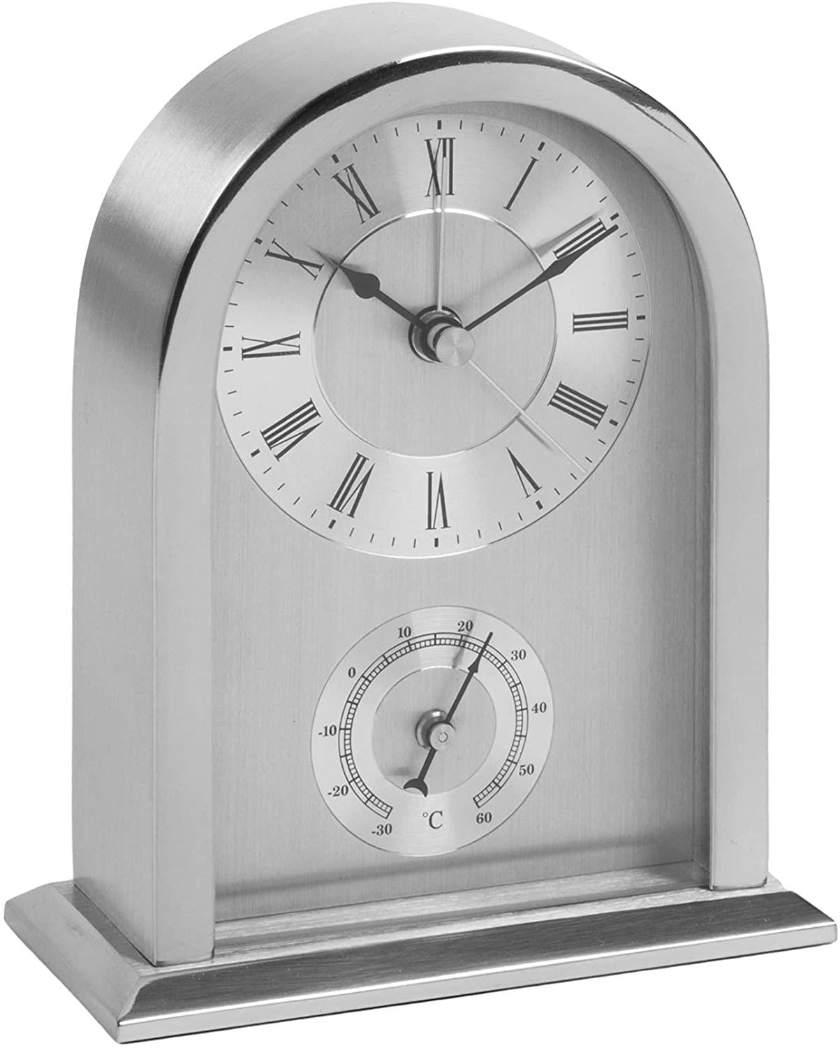 Wm.Widdop Arched Silver Aluminium Case Mantel Clock W2843