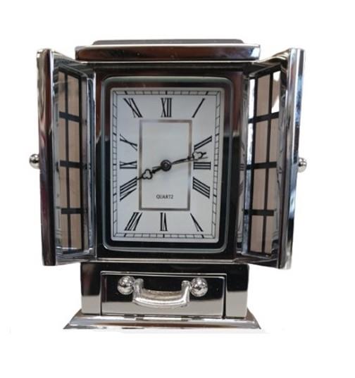 Miniature Clock Rectangle Silver Plated Solid Brass IMP40S