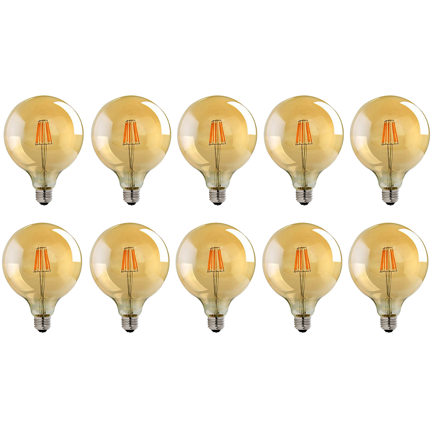 10 Pack E27 LED Edison Dimmable Bulbs, Amber Glass, Warm White 2700K