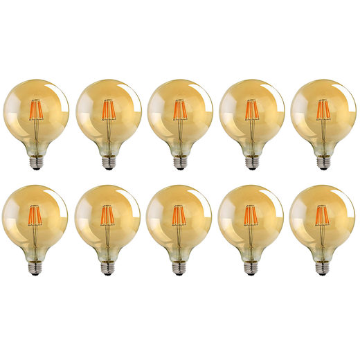 10 Pack E27 LED Edison Dimmable Bulbs, Amber Glass, Warm White 2700K
