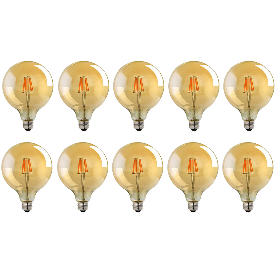 10-Pack E27 LED Edison Dimmable Bulbs, Amber Glass, 2700K Warm White