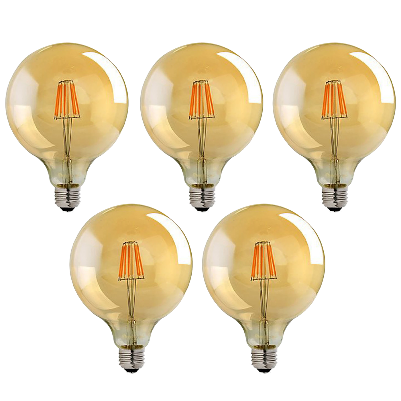5 Pack E27 Dimmable Vintage Amber Glass LED Edison Bulbs 2700K