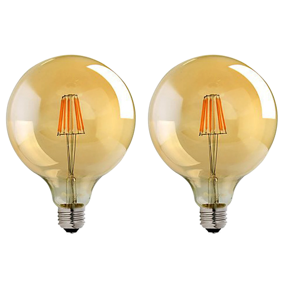 2-Pack E27 Dimmable Vintage Amber Glass LED Edison Bulbs, Warm White 2700K