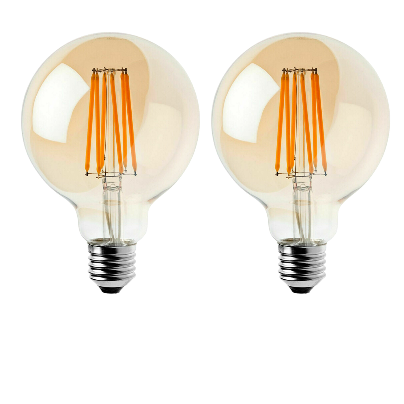 2 Pack E27 LED Edison Dimmable Vintage Amber Glass Light Bulbs, Warm White 2700K