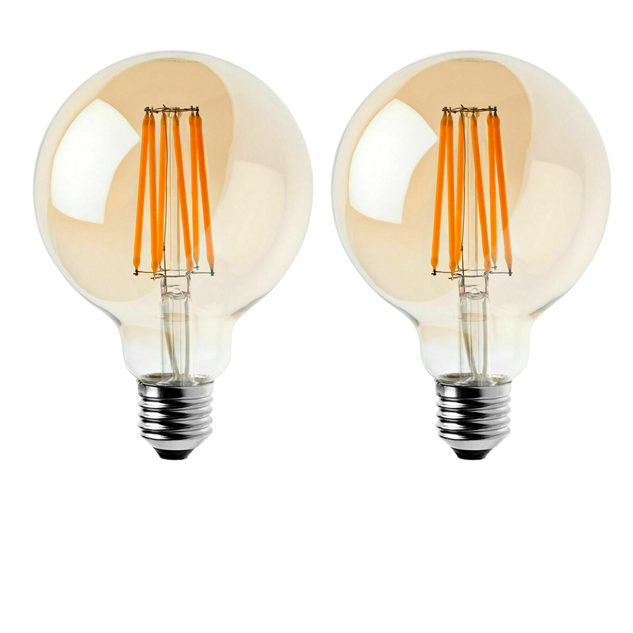 2 Pack E27 LED Edison Dimmable Vintage Amber Glass Light Bulbs, Warm White 2700K