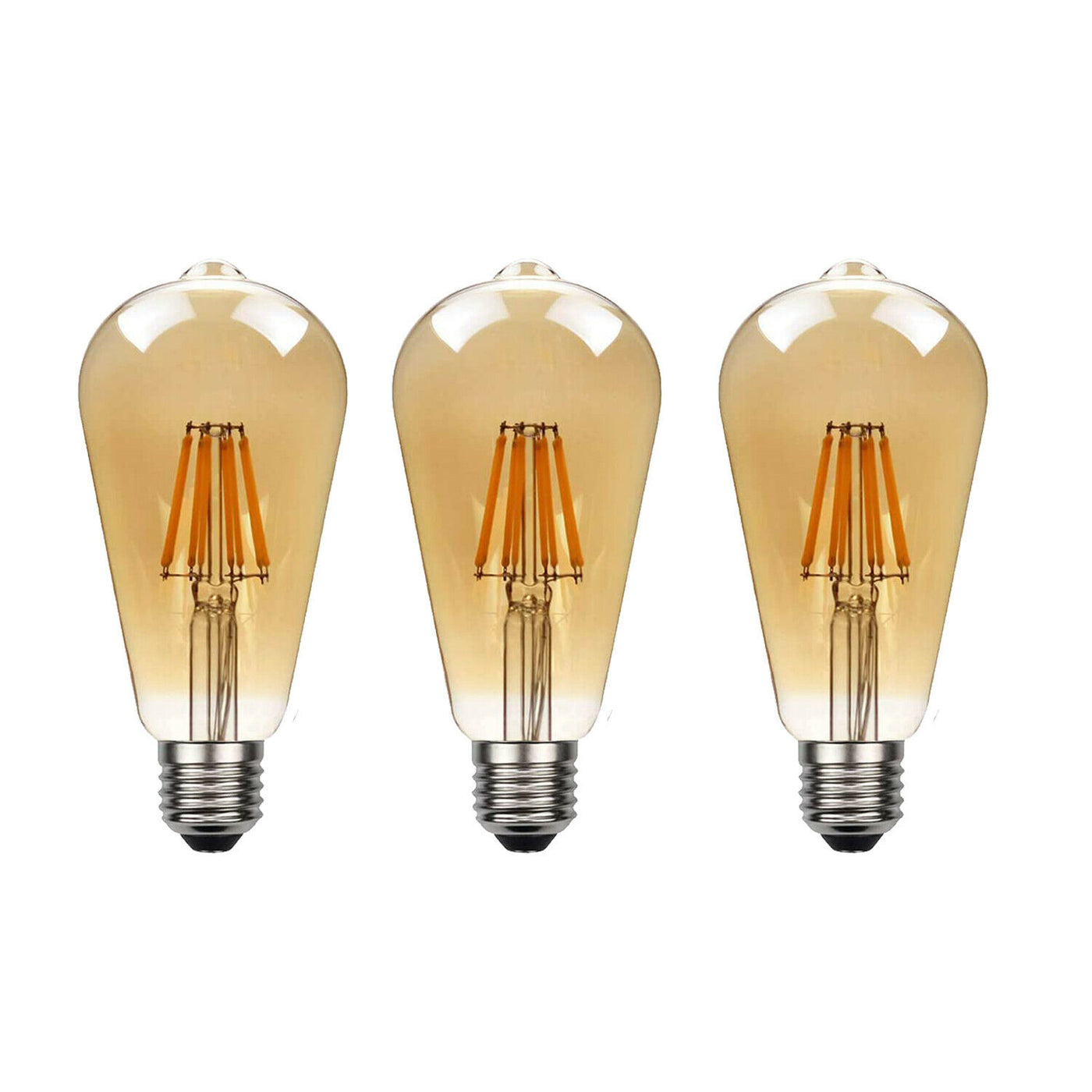 3 Pack E27 LED Edison Dimmable Vintage Amber Glass Warm White 2700K Light Bulb