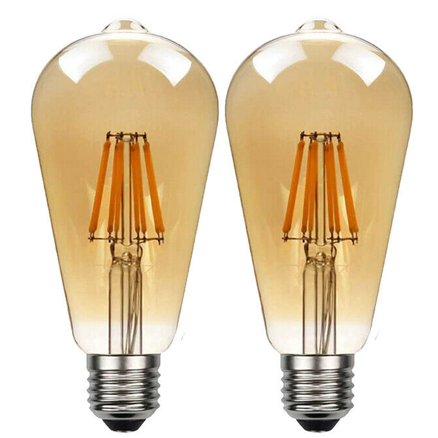 2 Pack E27 LED Edison Dimmable Vintage Amber Glass Warm White 2700K Light Bulb
