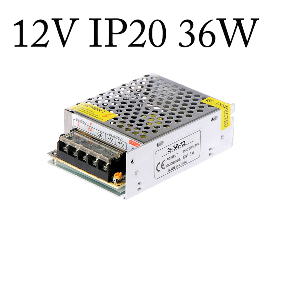 DC 12V IP20 Switching Power Supply AC 100-240V to DC 12V for LED Strip Light