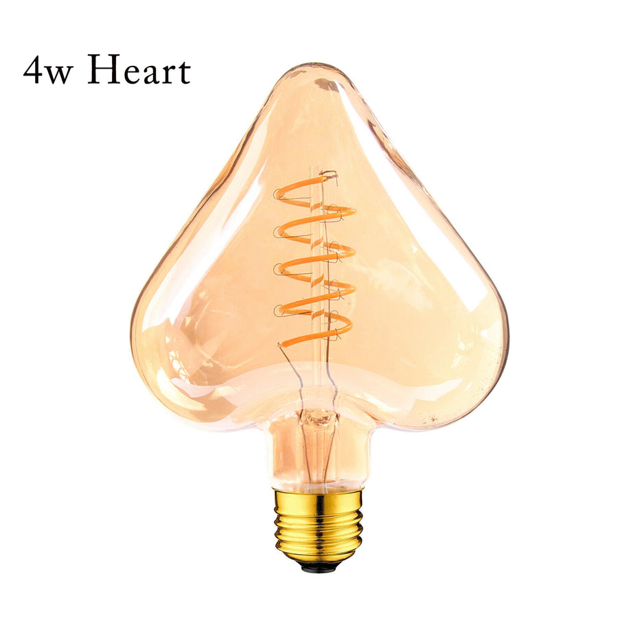 3 Pack LED Soft Light Heart E27 4W Filament Glass Bulbs Warm White