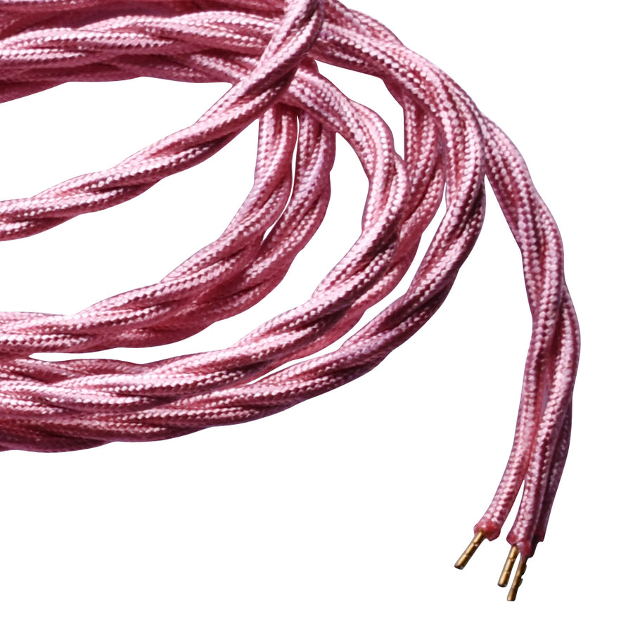 Vintage 3 core Twisted Italian Braided Cable, Electrical Fabric Flexible Lamp textile Cable Wire Cord for UK Light