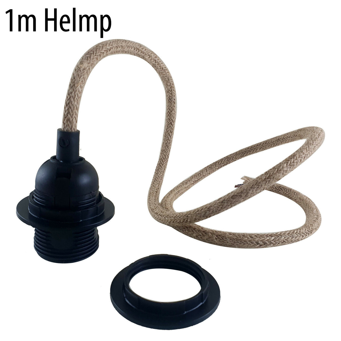 E27 Hemp Wire Light Bulb Lamp Holder Pendant Light + Shade Collar