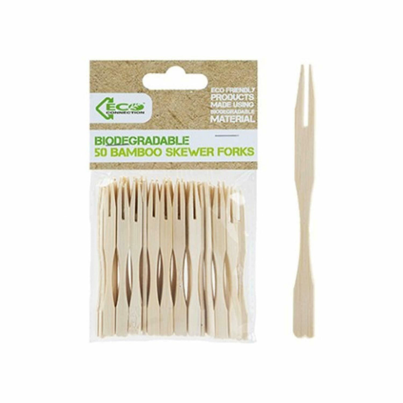 Pack of 50 Disposable Natural Bamboo Skewer Forks